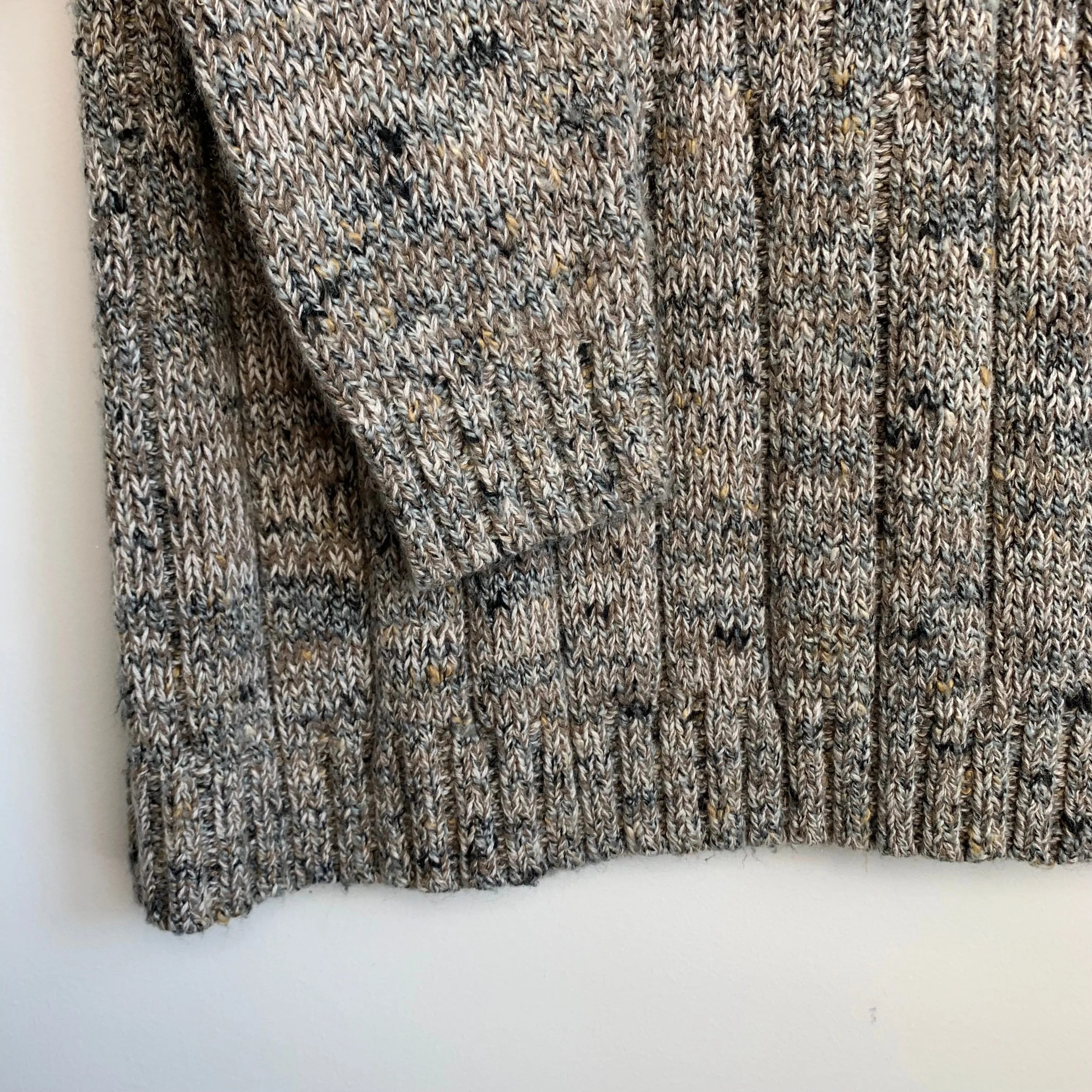 90s Liz Claiborne Neutral Ribbed Knit Chunky Sweater Pullover Half Zip Size Small