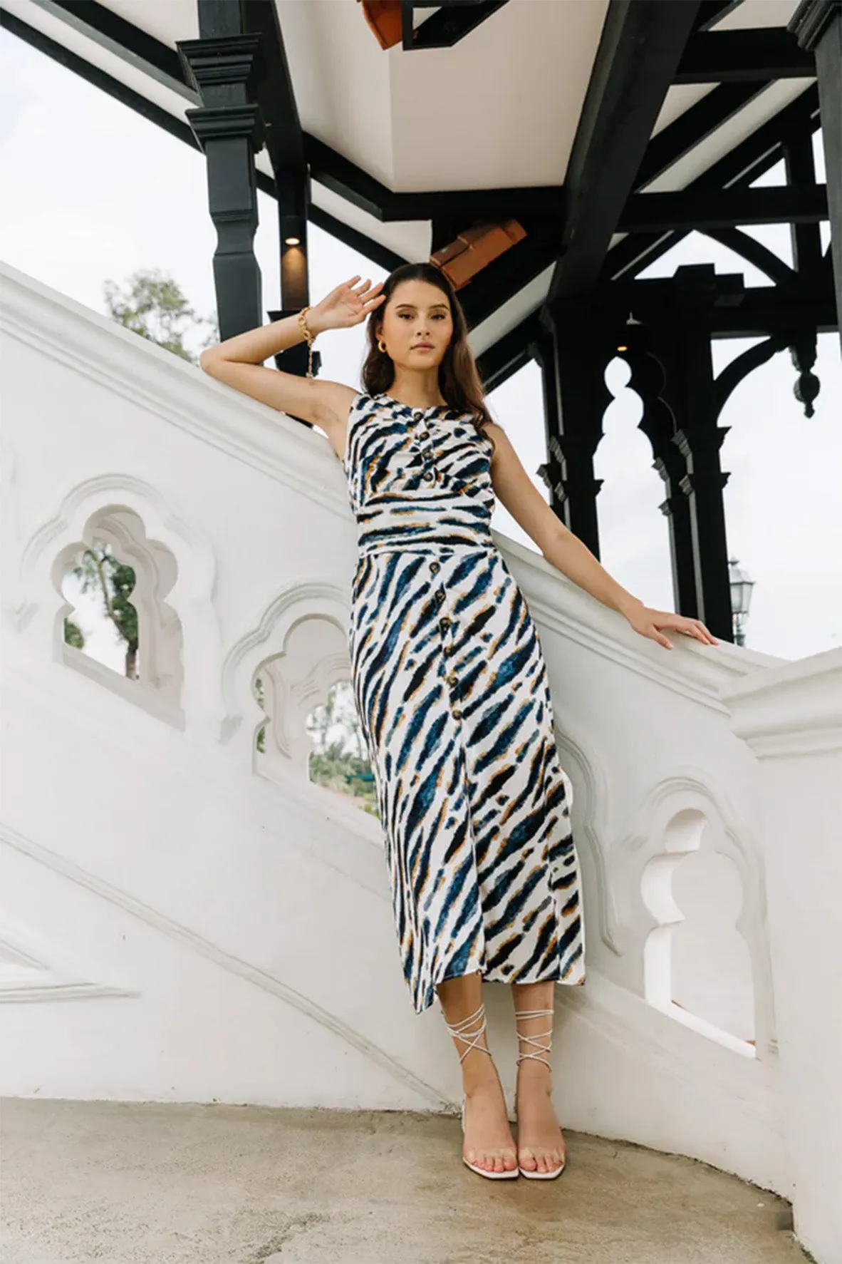 Animal Instinct Zebra Midi Dress