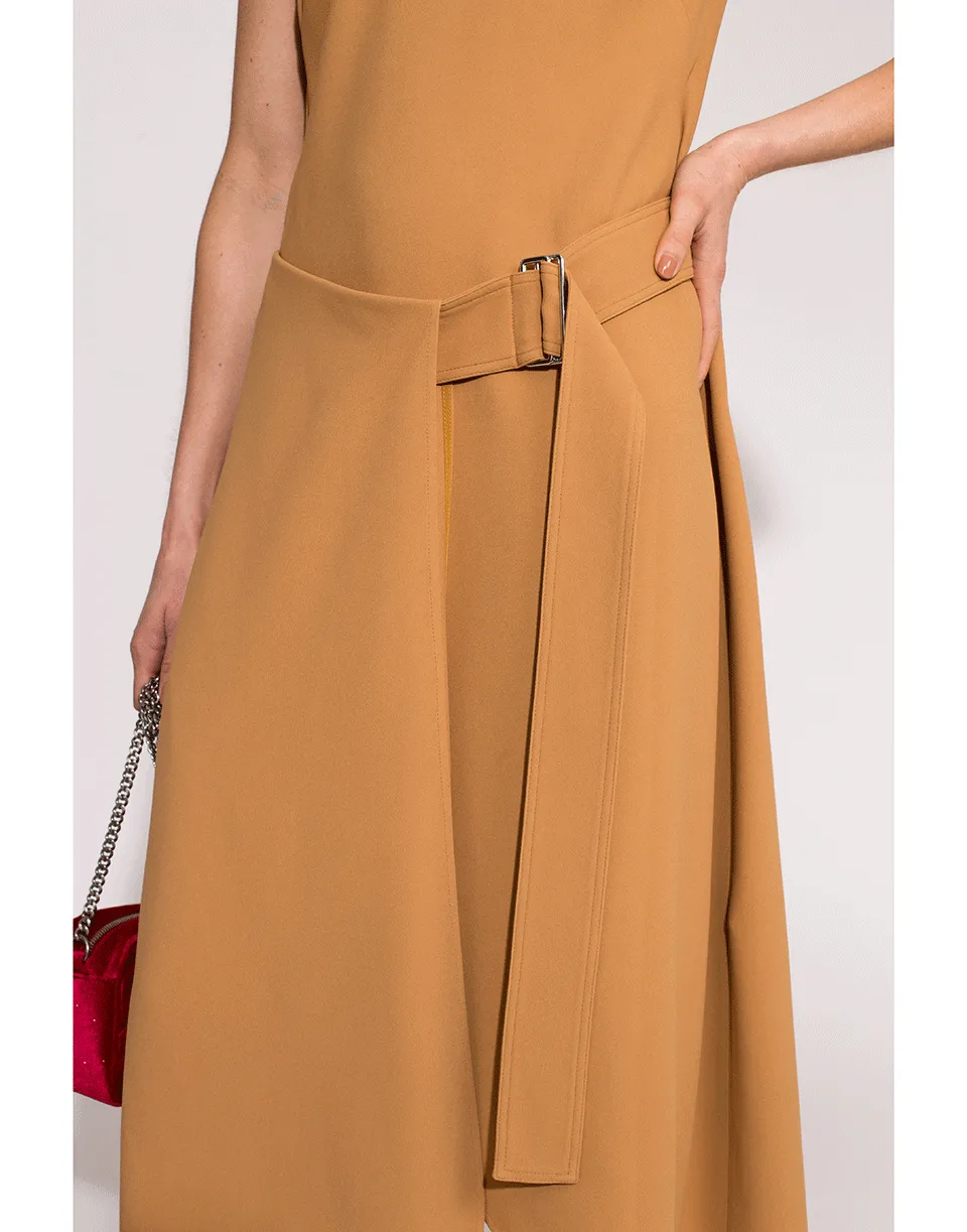 Belted Flare Midi Dress