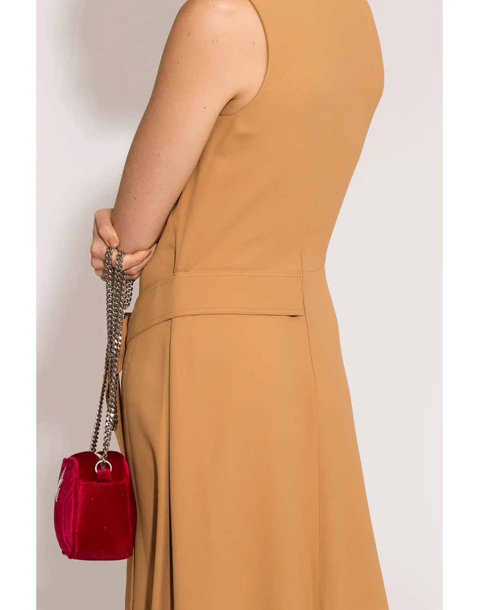Belted Flare Midi Dress