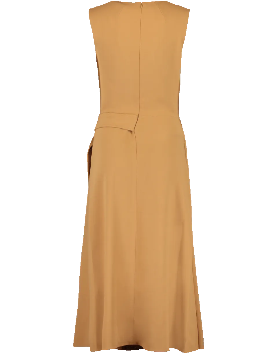 Belted Flare Midi Dress