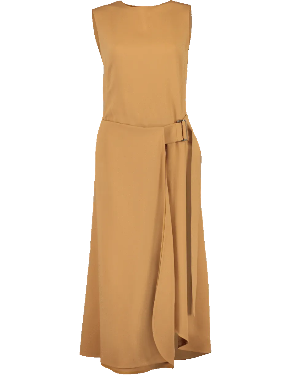 Belted Flare Midi Dress