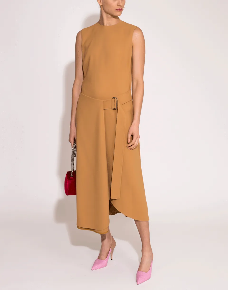 Belted Flare Midi Dress
