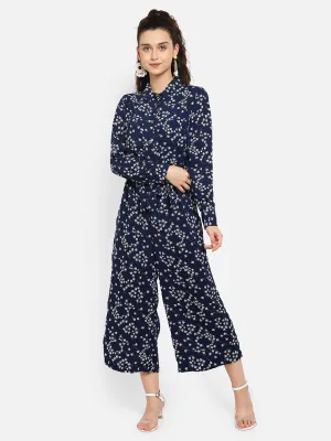 Blue printed jumpsuit