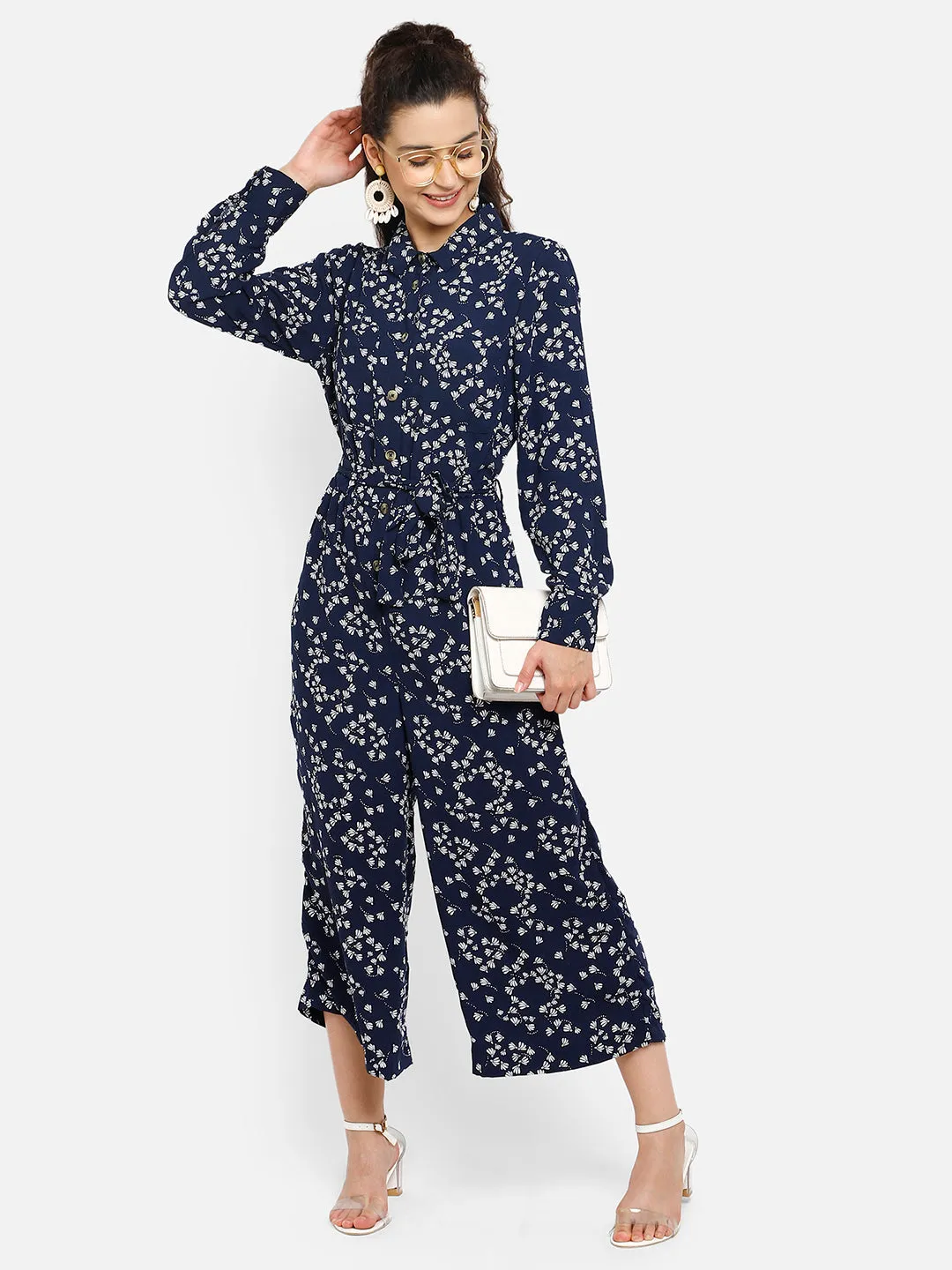 Blue printed jumpsuit