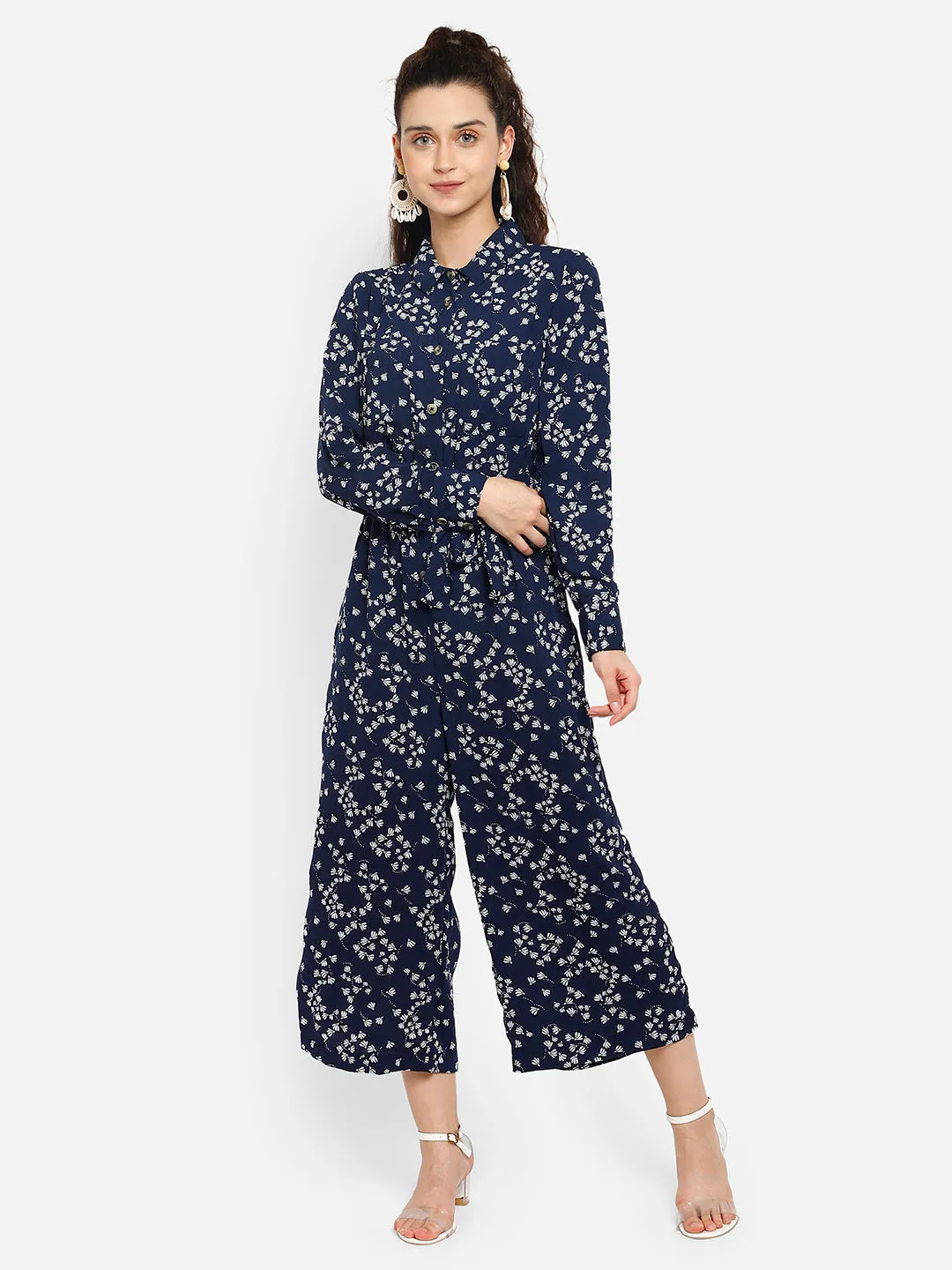 Blue printed jumpsuit