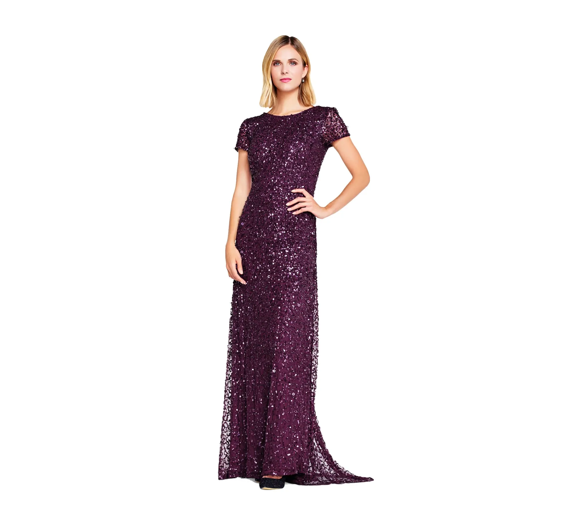 Cabernet Women's Short-Sleeve All Over Sequin Gown - Adrianna Papell