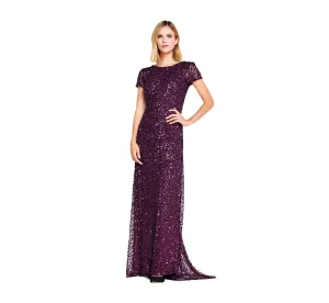 Cabernet Women's Short-Sleeve All Over Sequin Gown - Adrianna Papell
