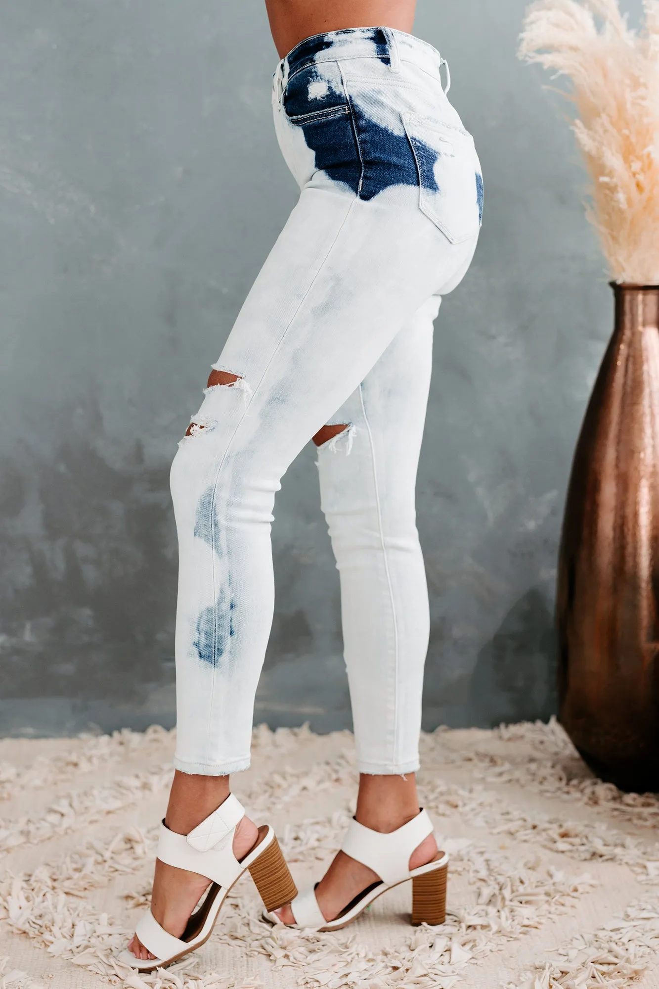 Casually Cool Flying Monkey High Rise Bleached Skinny Jeans (Light)
