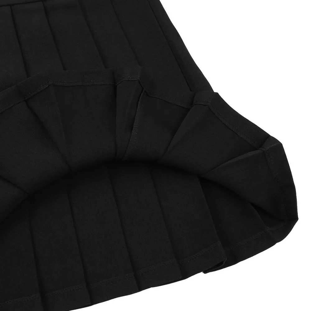 CLEARANCE / Women's High Waisted Pleated Mini Skirt / A-Line Solid Color Skirt