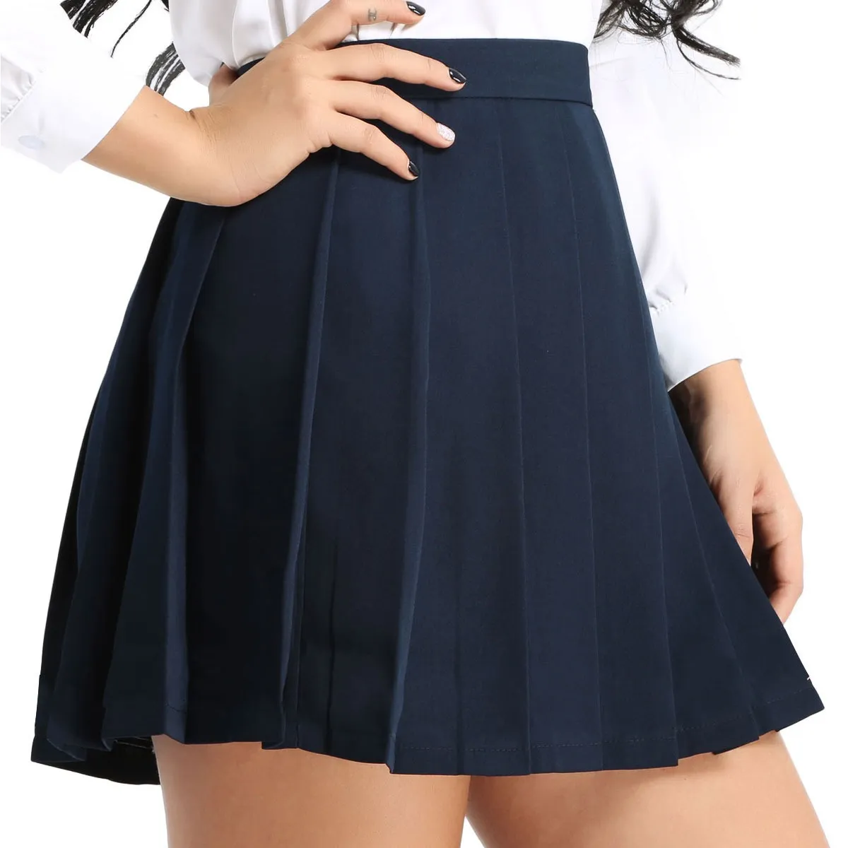 CLEARANCE / Women's High Waisted Pleated Mini Skirt / A-Line Solid Color Skirt