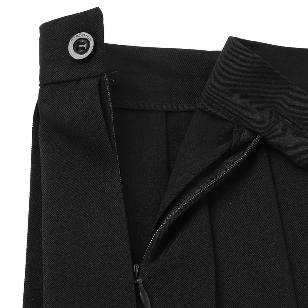 CLEARANCE / Women's High Waisted Pleated Mini Skirt / A-Line Solid Color Skirt