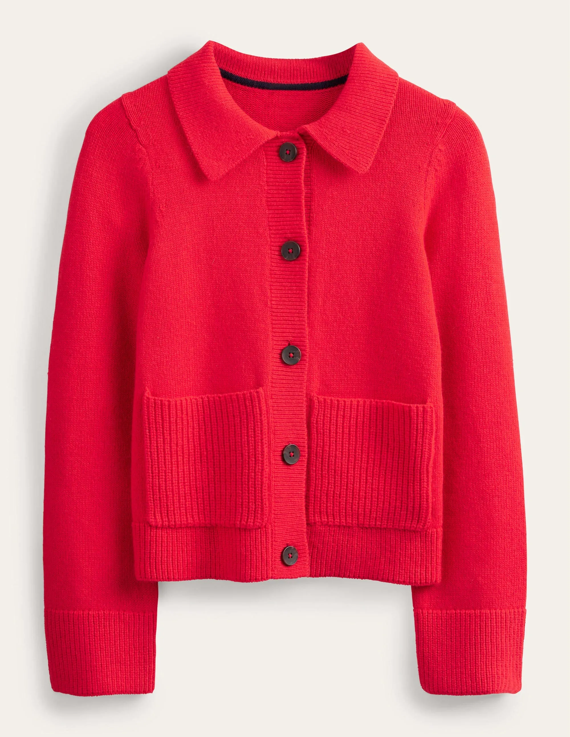 Collared Cardigan-High Risk Red