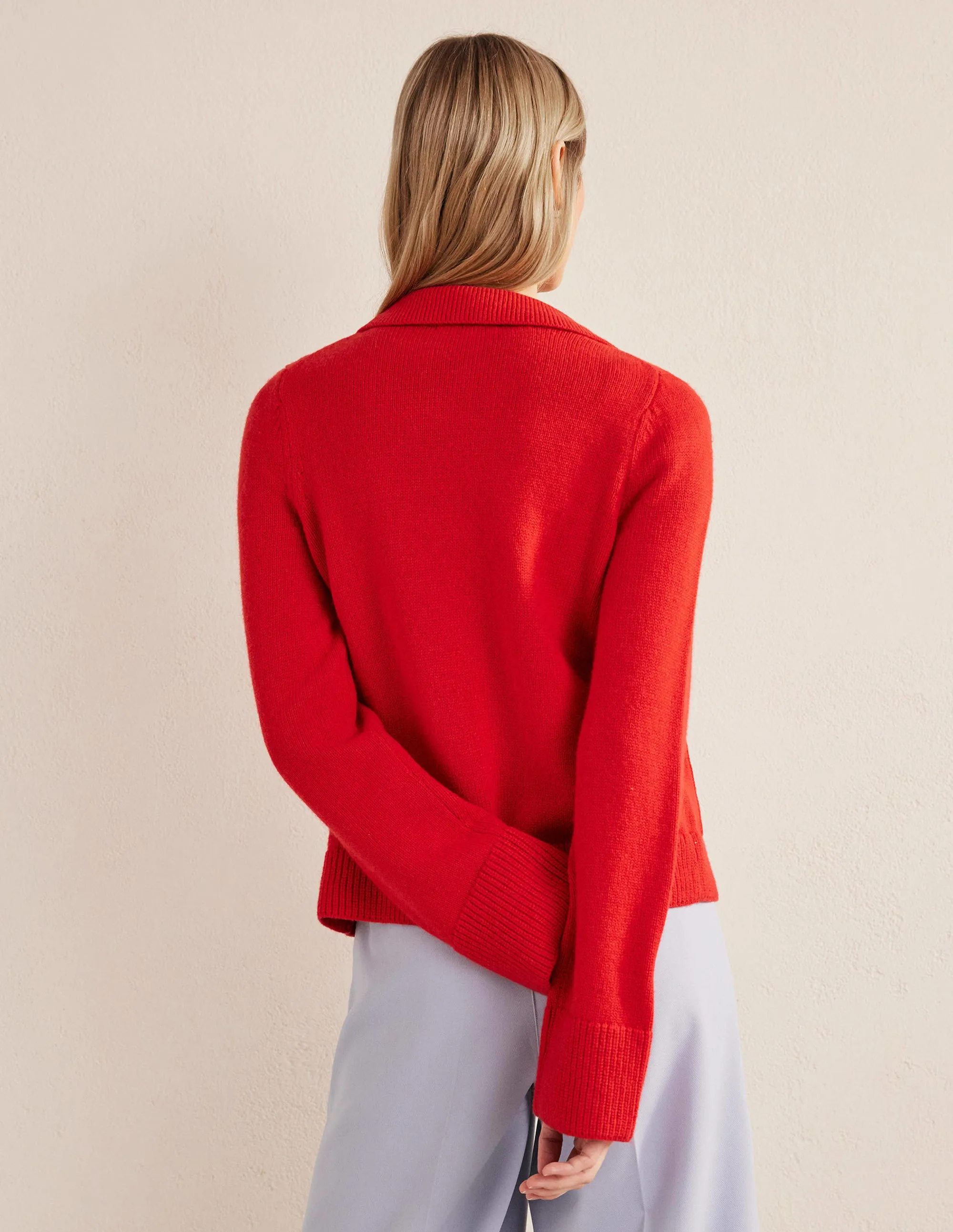 Collared Cardigan-High Risk Red