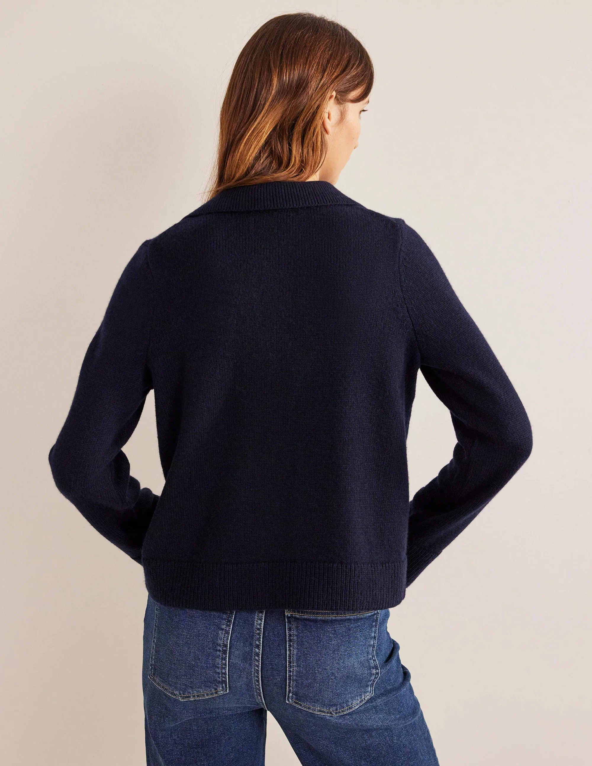 Collared Cardigan-Navy