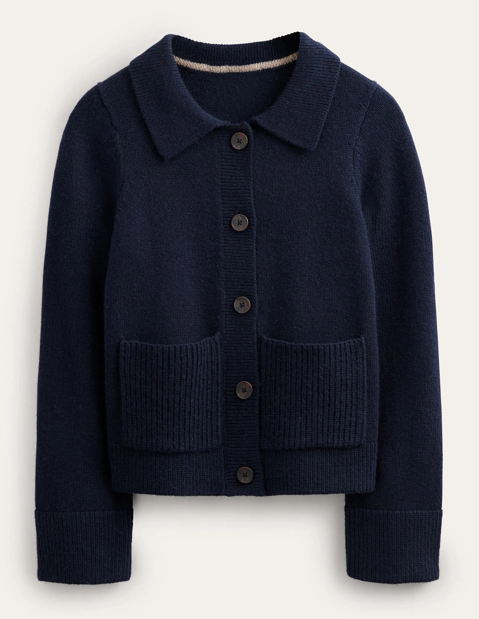 Collared Cardigan-Navy