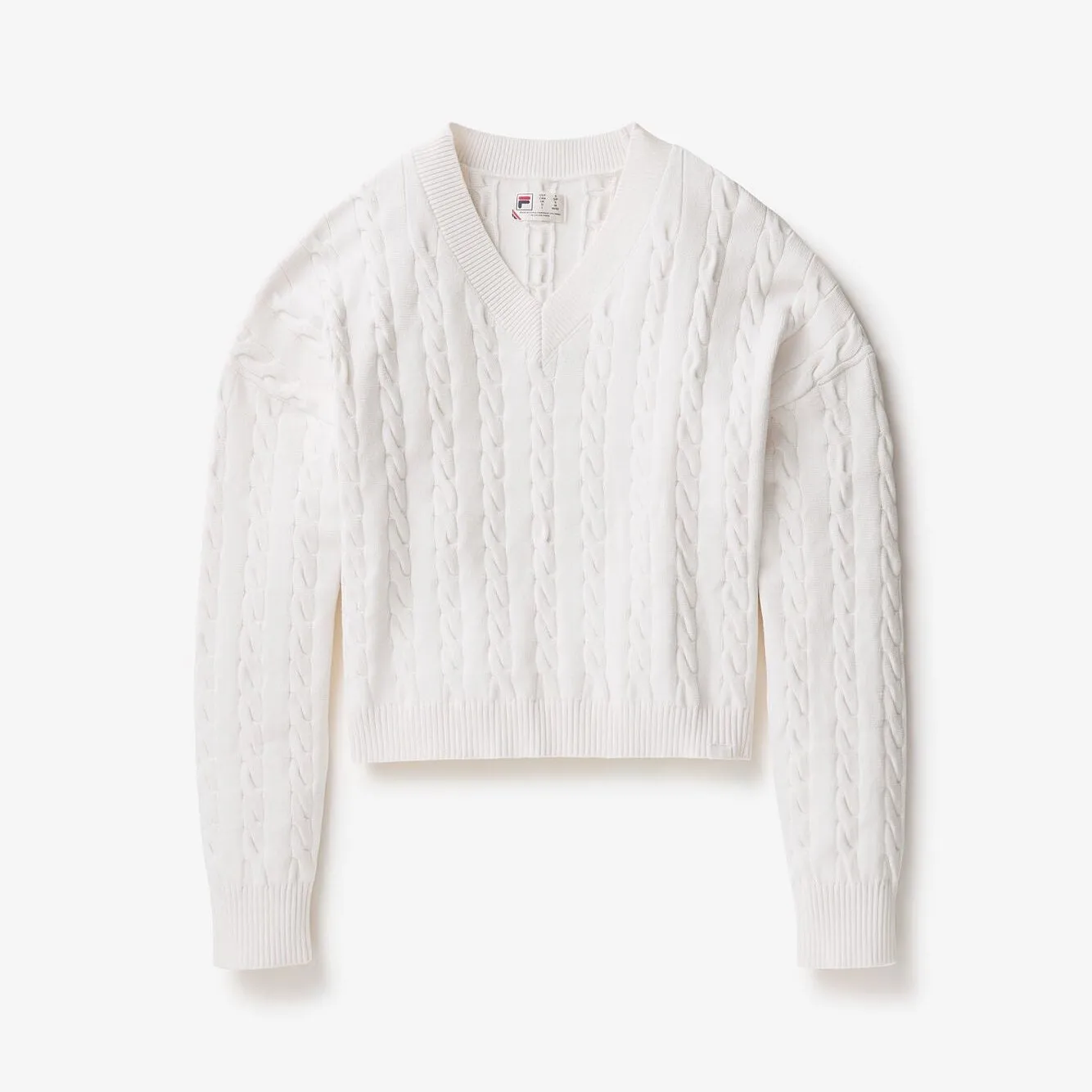 Fila Women's Baseline Chunky V-Neck Sweater - White