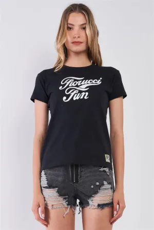 Fiorucci Fun Black Printed Logo T-Shirt For Her /2-2