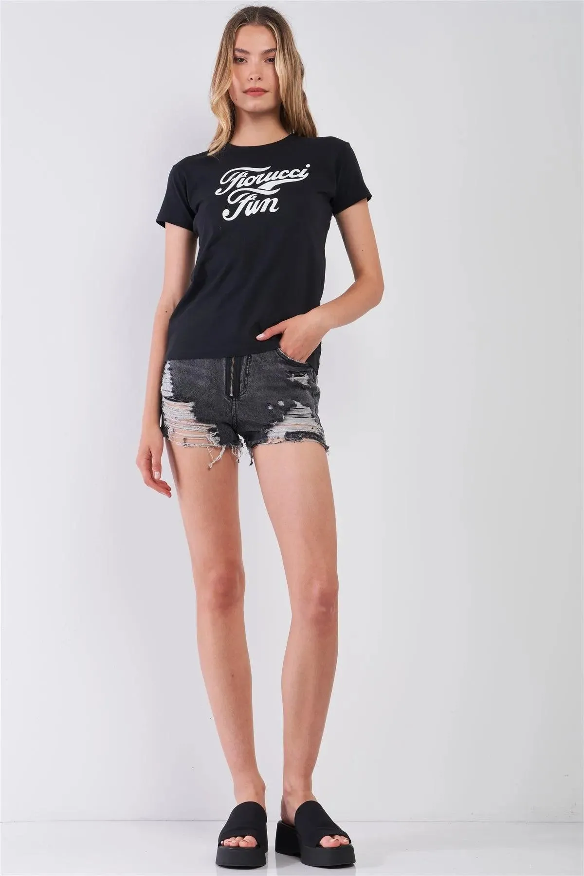 Fiorucci Fun Black Printed Logo T-Shirt For Her /2-2