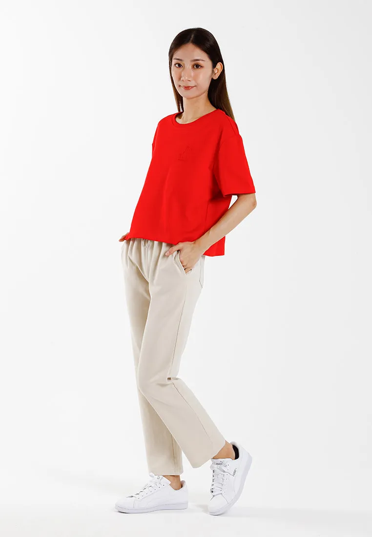 Forest Ladies Heavy Weight Cotton Boxy-Cut Round Neck Tee Casual Loose Fit Crop Top | Baju T Shirt Perempuan - 822450