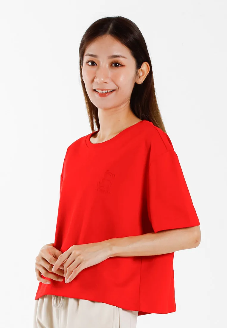 Forest Ladies Heavy Weight Cotton Boxy-Cut Round Neck Tee Casual Loose Fit Crop Top | Baju T Shirt Perempuan - 822450