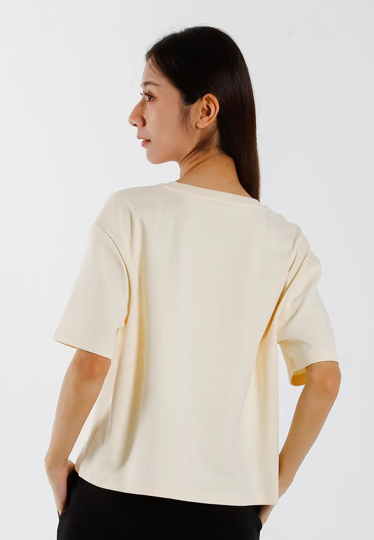 Forest Ladies Heavy Weight Cotton Boxy-Cut Round Neck Tee Casual Loose Fit Crop Top | Baju T Shirt Perempuan - 822450