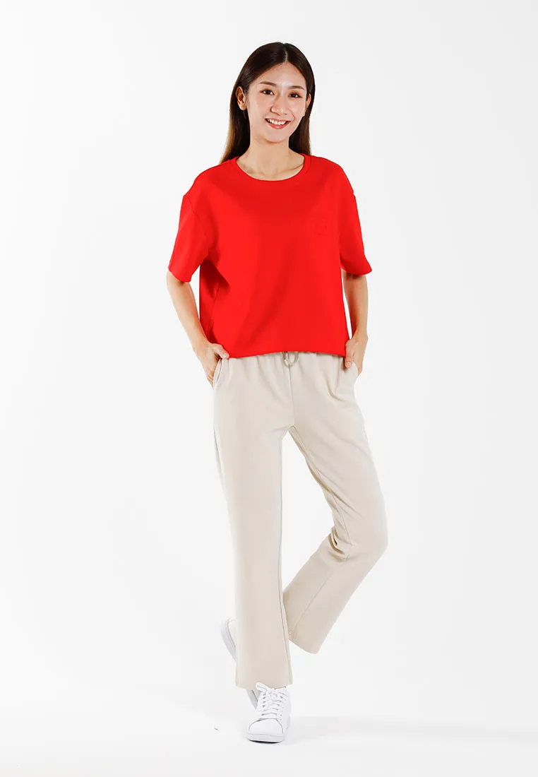 Forest Ladies Heavy Weight Cotton Boxy-Cut Round Neck Tee Casual Loose Fit Crop Top | Baju T Shirt Perempuan - 822450