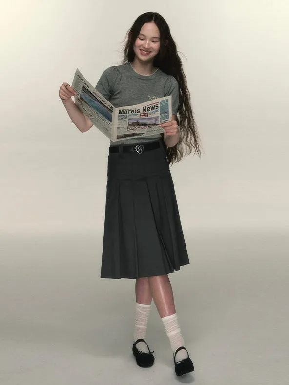 High-waisted A-line Pleated Skirt
