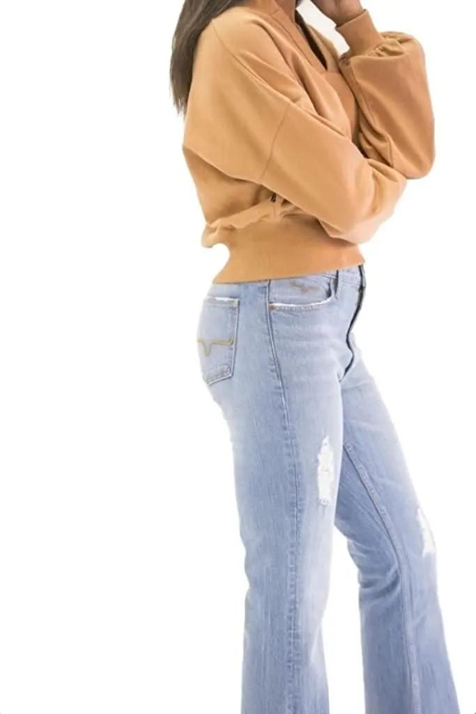 Kimes Ranch Women's Jennifer Sugar Fade 6W x 34L Flare Hem Blue Jeans