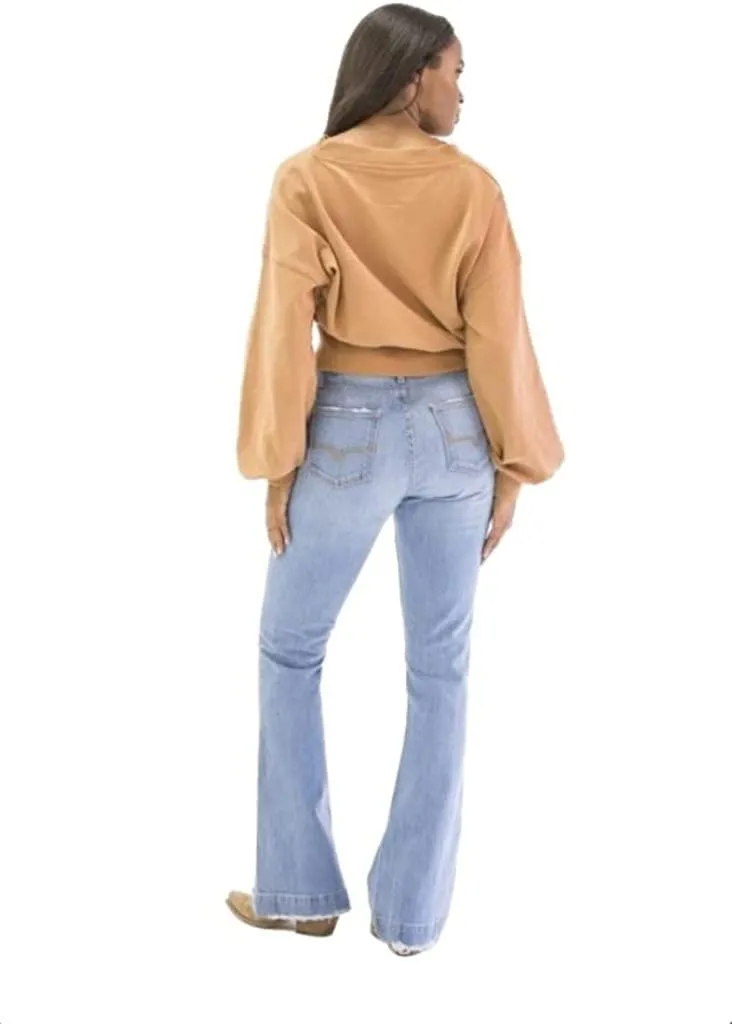Kimes Ranch Women's Jennifer Sugar Fade 6W x 34L Flare Hem Blue Jeans