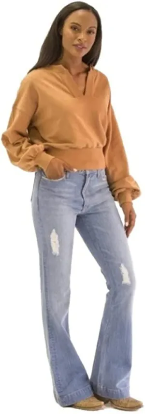 Kimes Ranch Women's Jennifer Sugar Fade 6W x 34L Flare Hem Blue Jeans