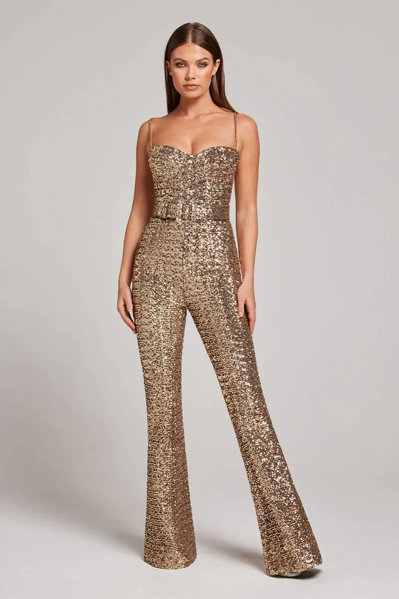 Lenadi Sparkle Jumpsuit with Belt