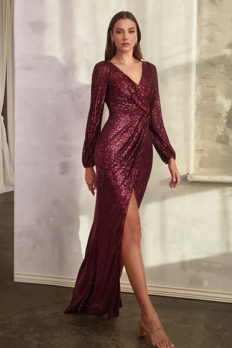 LONG SLEEVE SEQUIN DRESS CDB8422