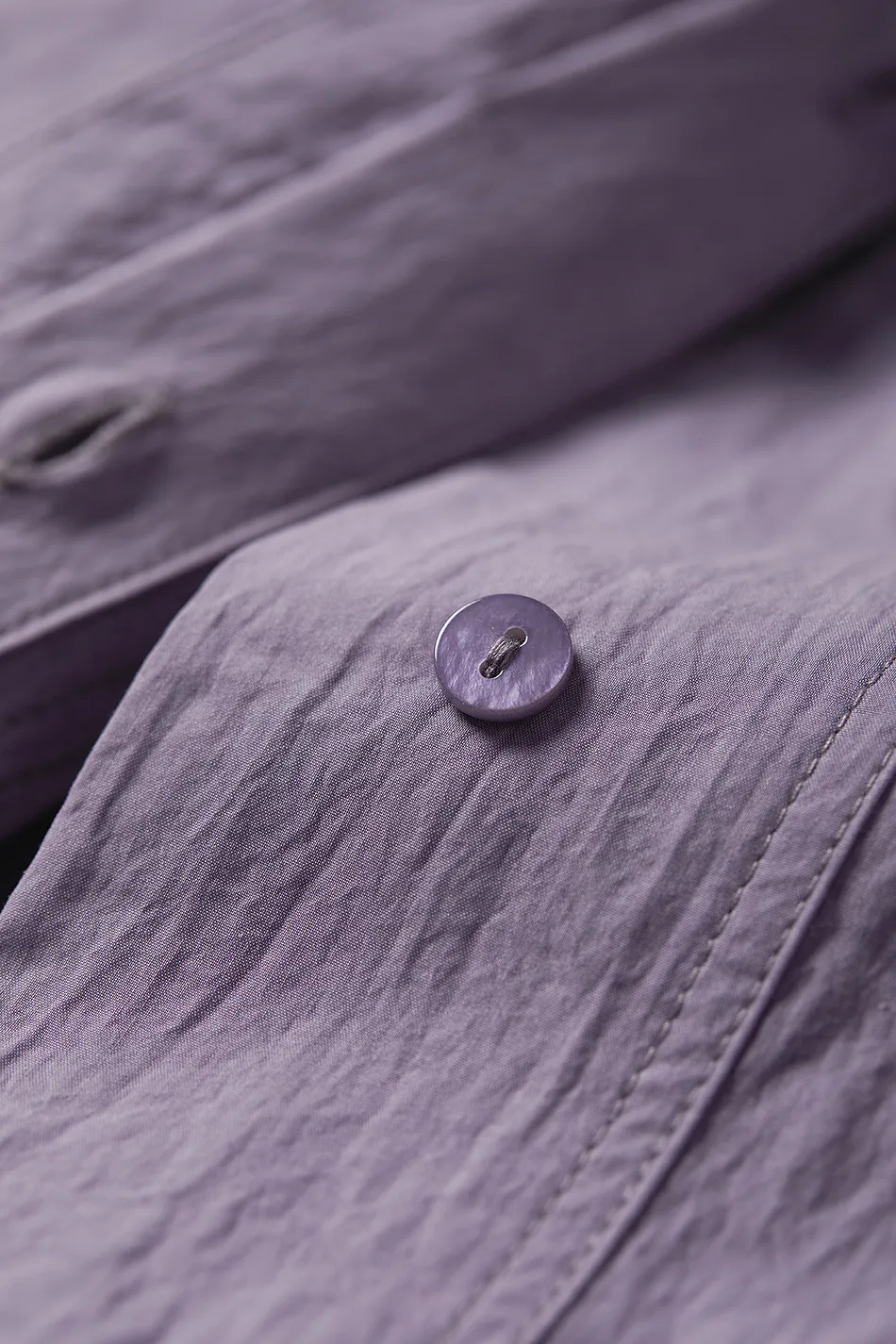 Loose Fit Collarless V Neck T Shirt with Concealed Button Placket