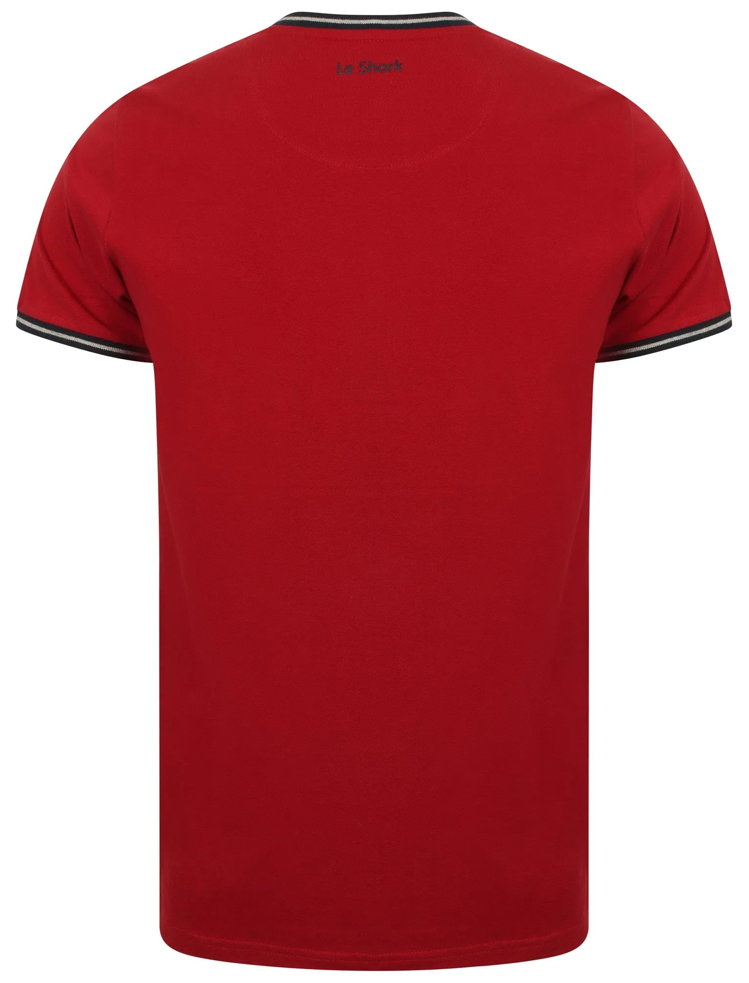 Maddams Colour Block V Neck Cotton T-Shirt In Red - Le Shark