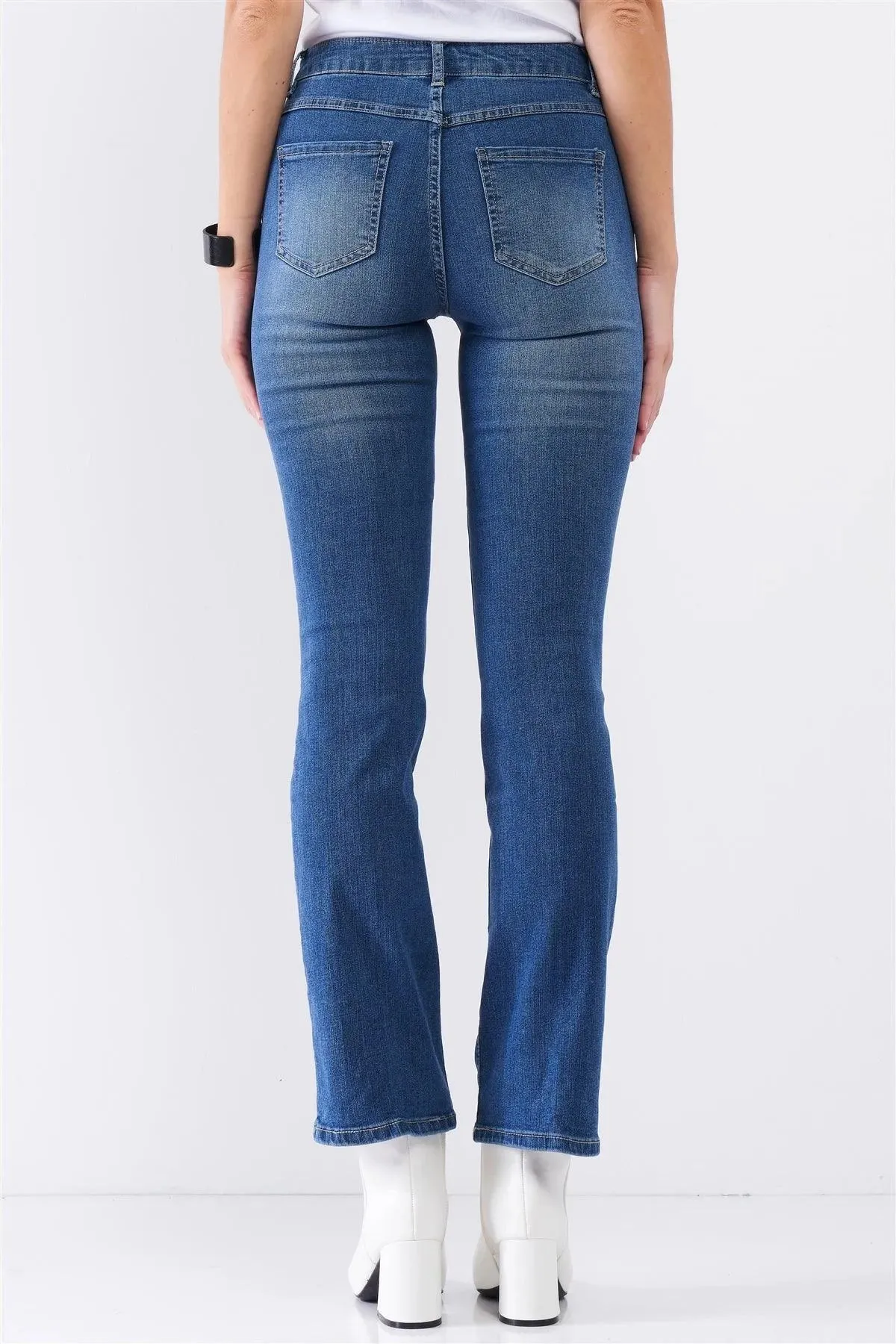 Medium Blue Denim High Waisted Boot Jeans