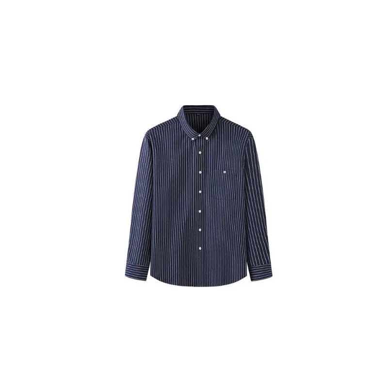 Men's Button-Down Collar Shirt Stripe Plus Size in Dark Blue