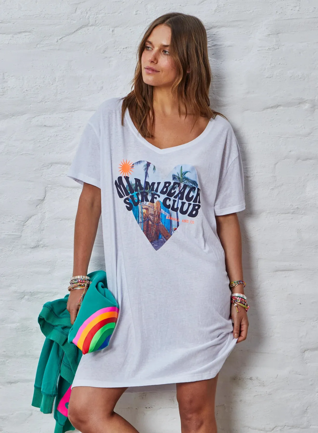 Miami Jersey Tee Beach Dress in White