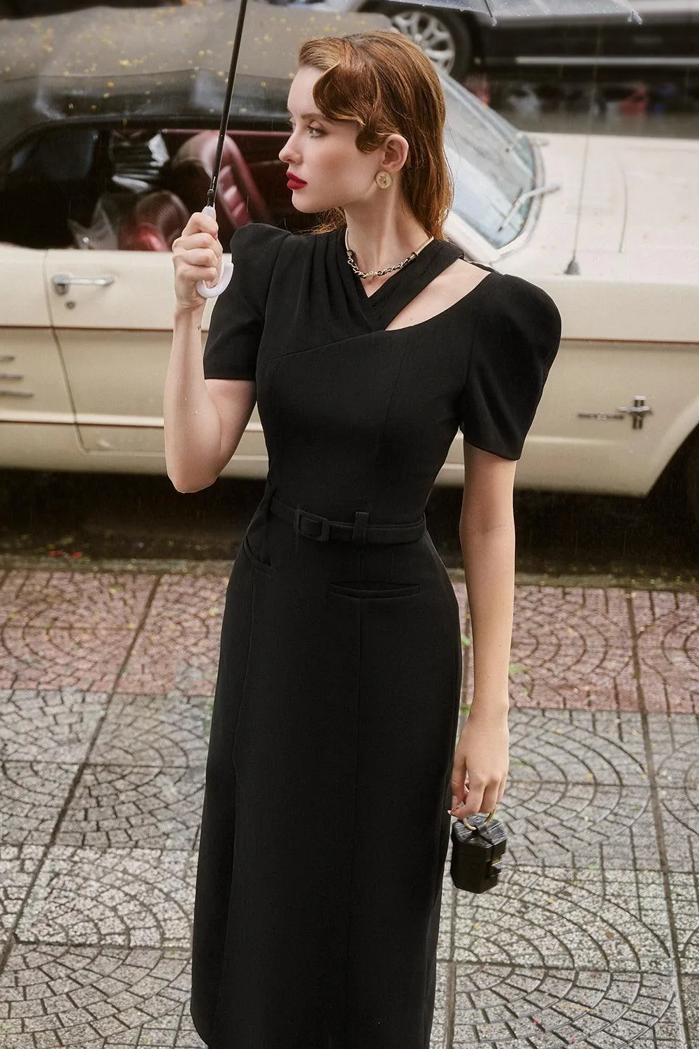 Mila Slit Cut-Out Silk Crepe Midi Dress