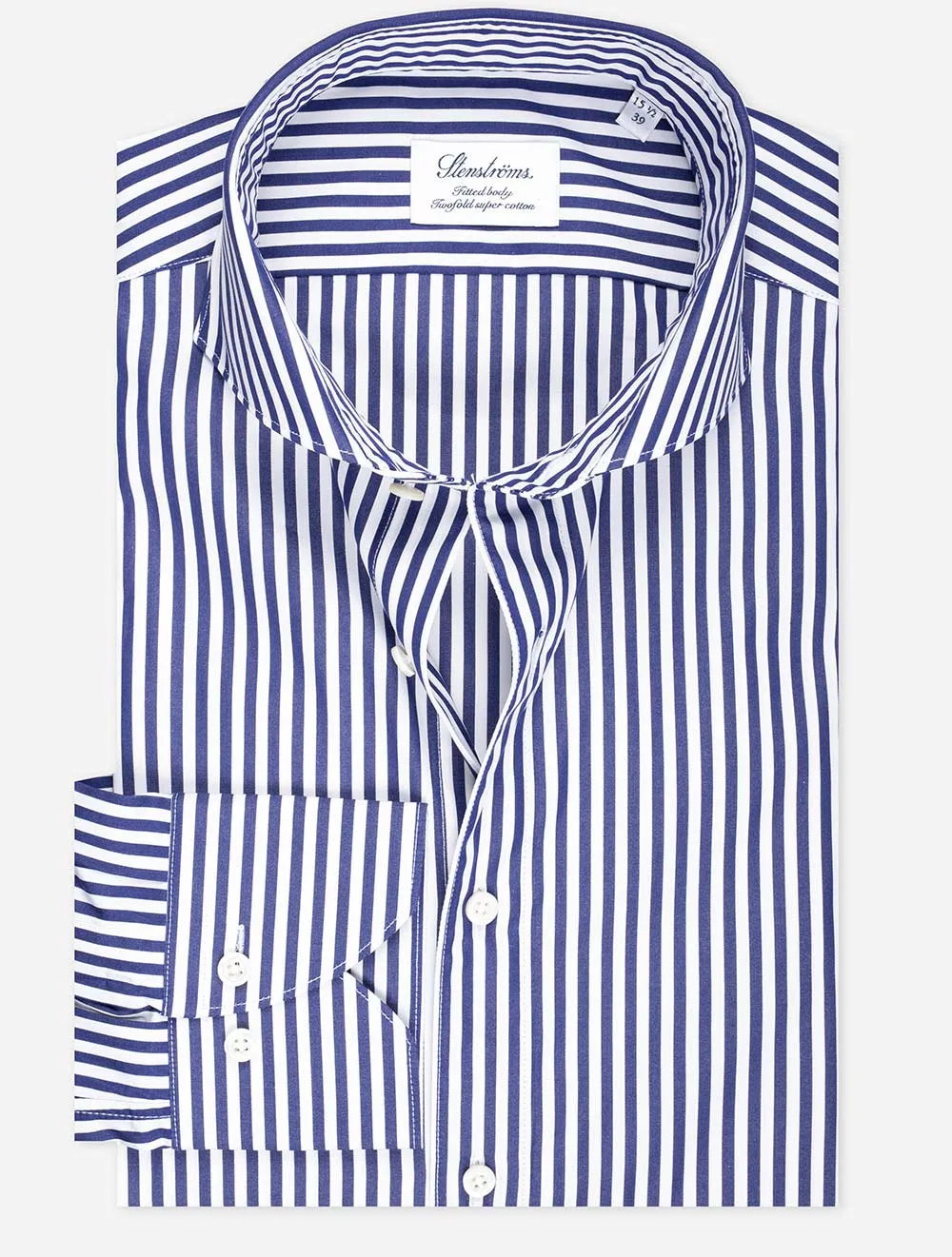 Navy Barstripe Fitted Body Shirt