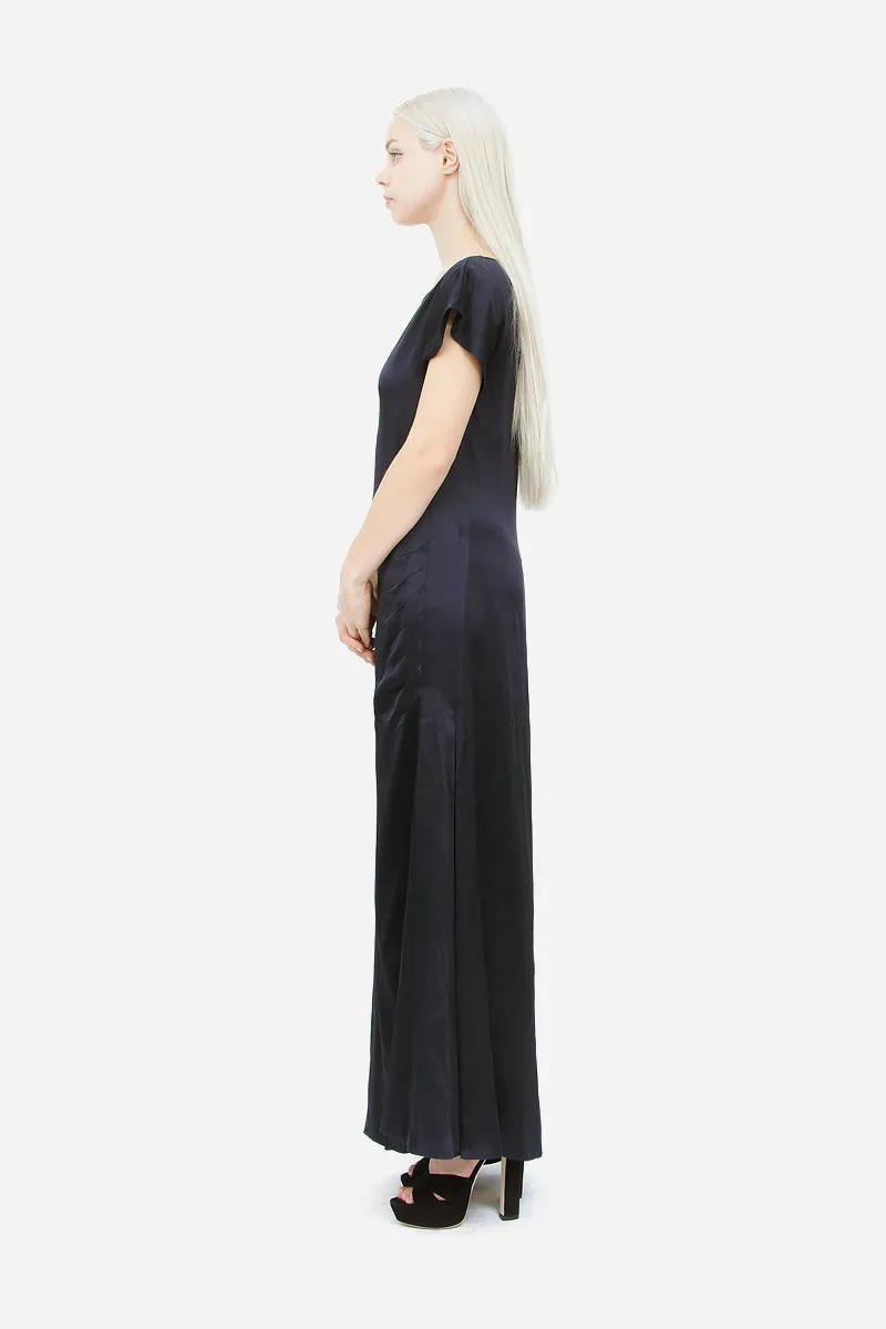 NAVY SATIN GOWN