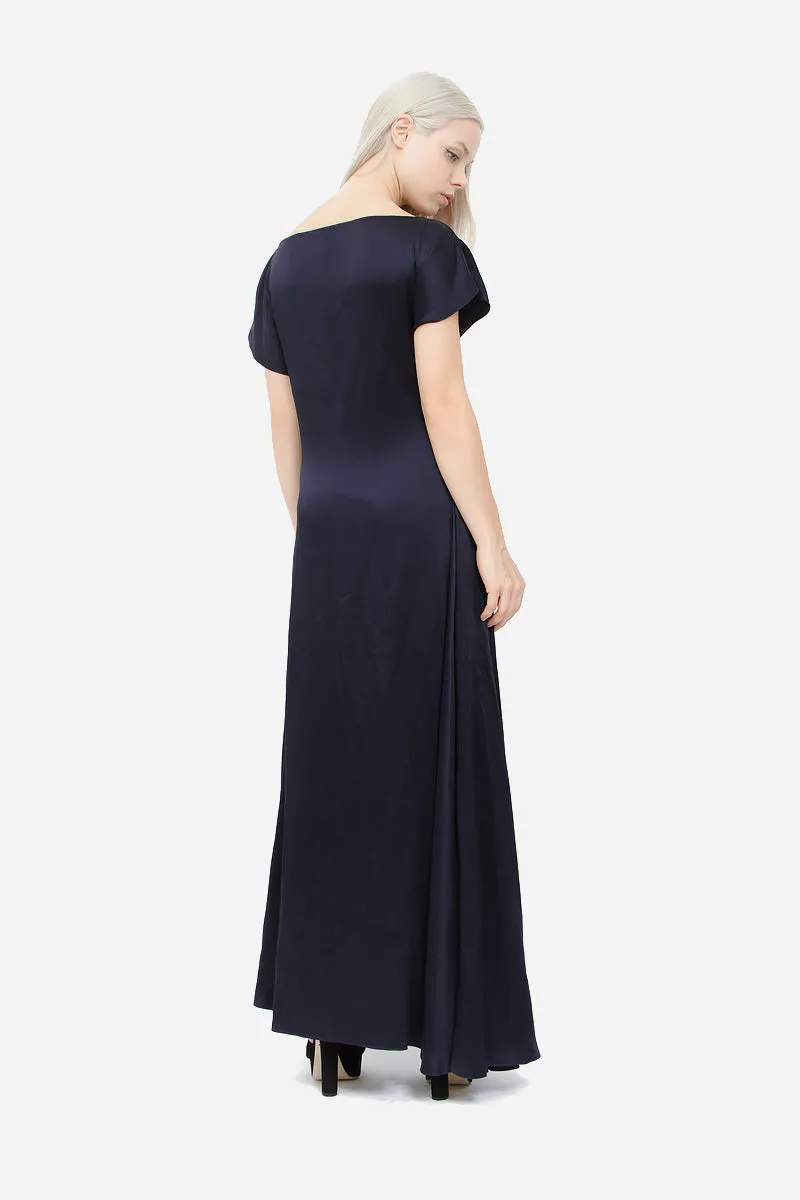NAVY SATIN GOWN