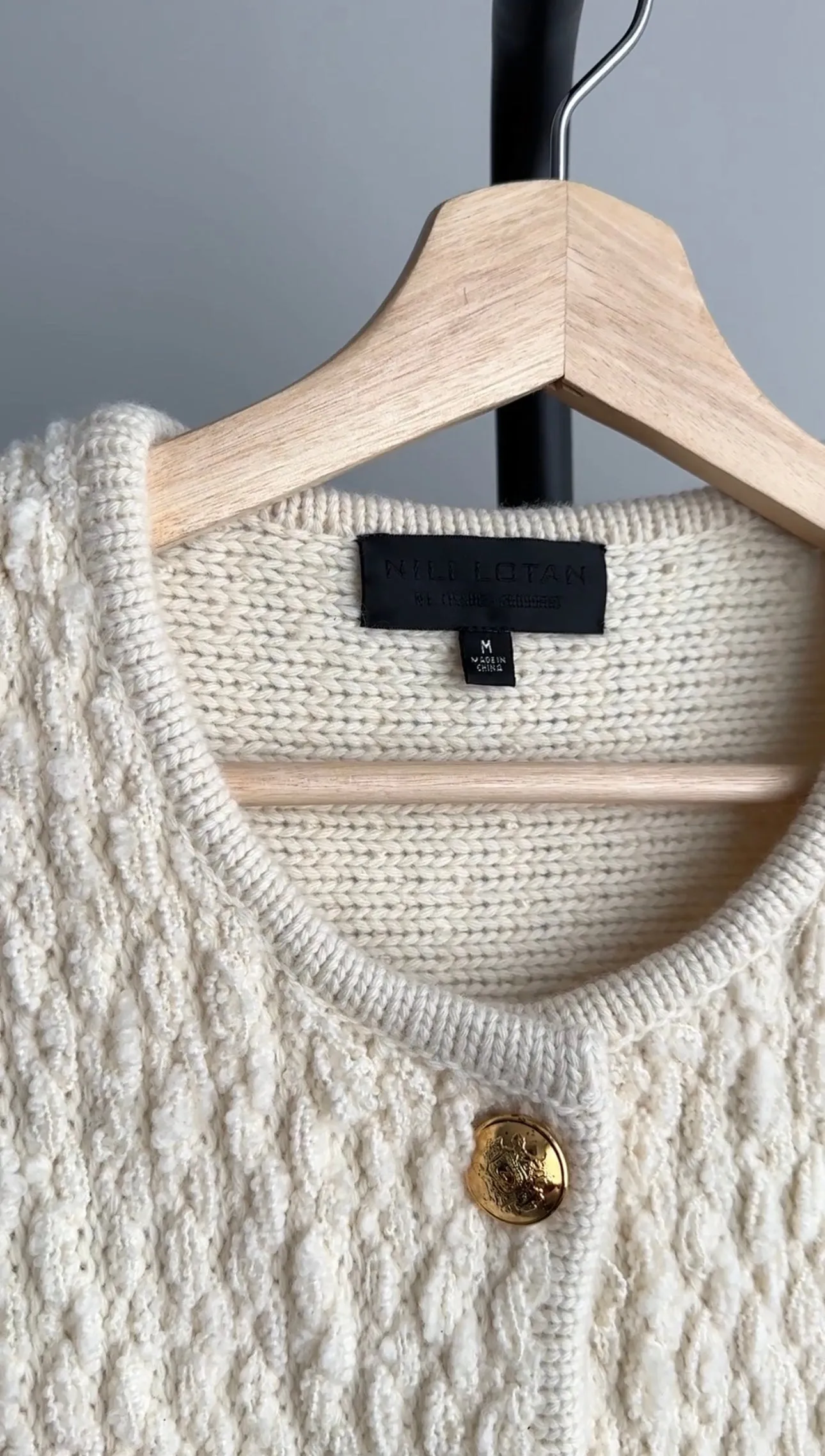 Nili Lotan Bridget Ivory Chunky Wool Knit Jacket - M