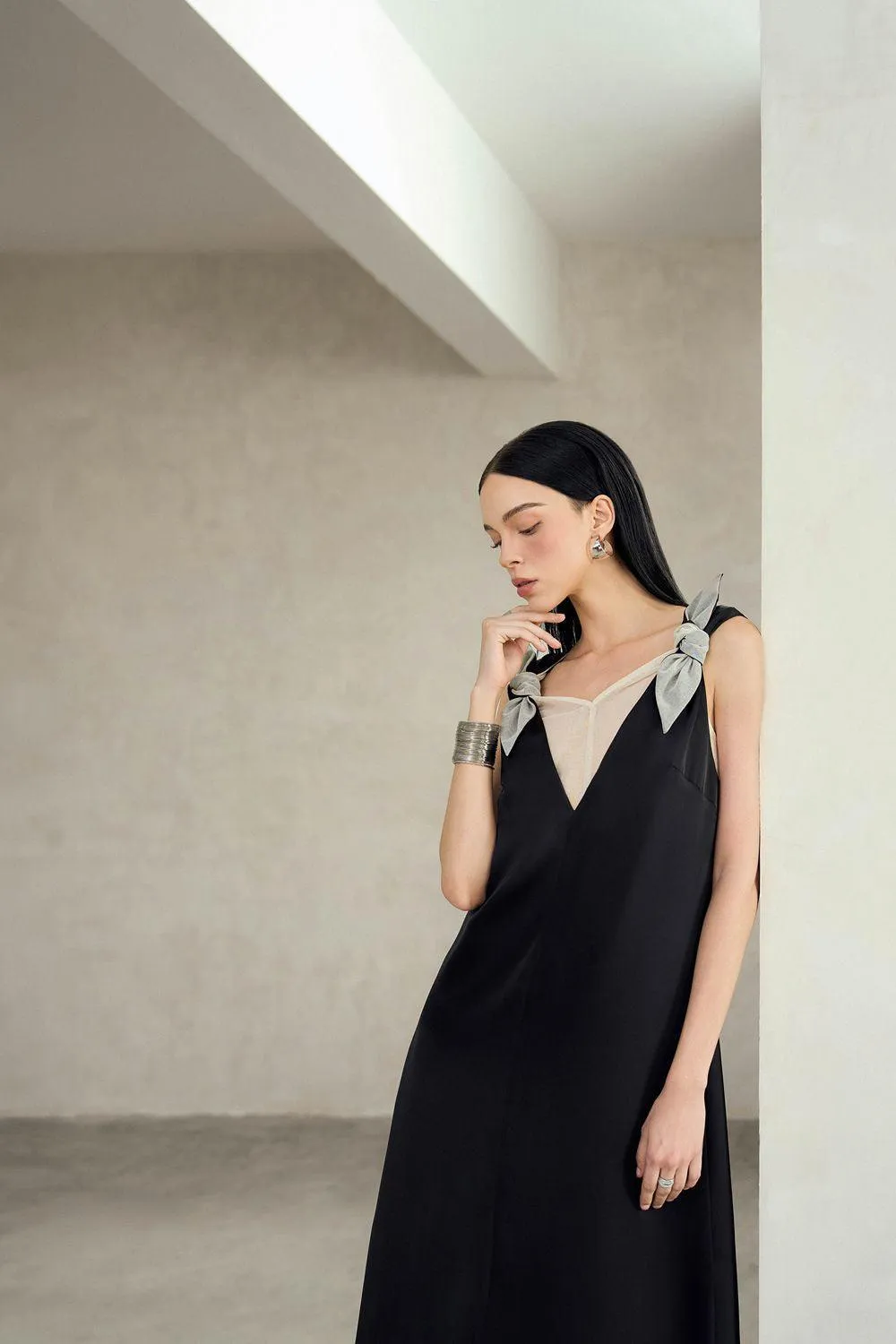 Ophira Straight Sleeveless Silk Ankle Length Dress