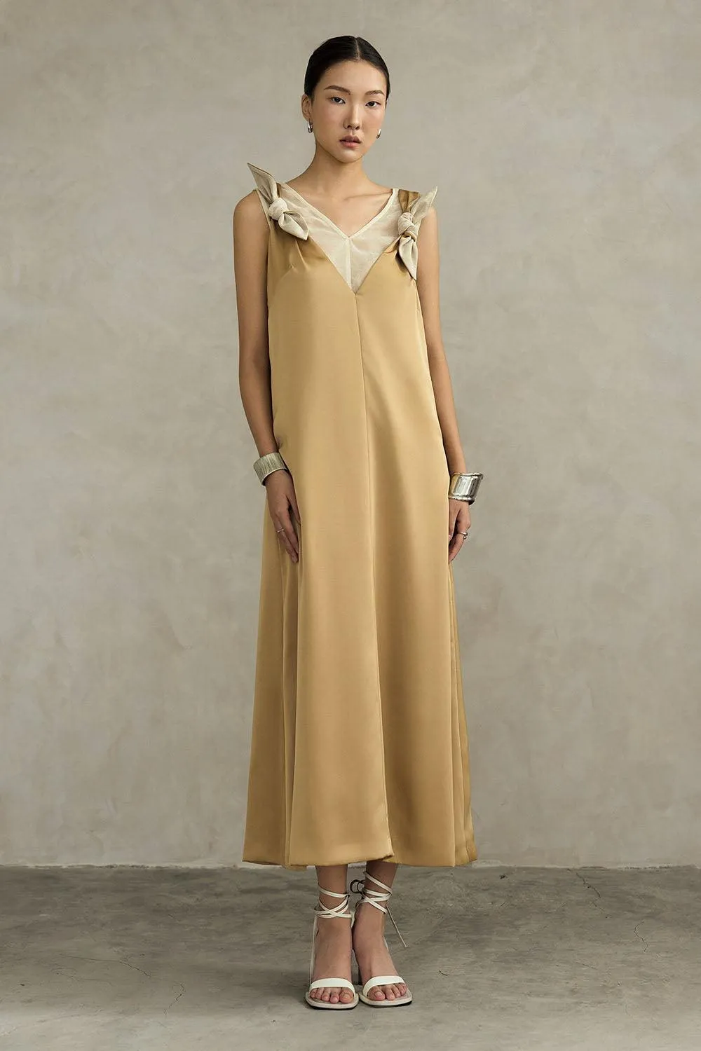 Ophira Straight Sleeveless Silk Ankle Length Dress