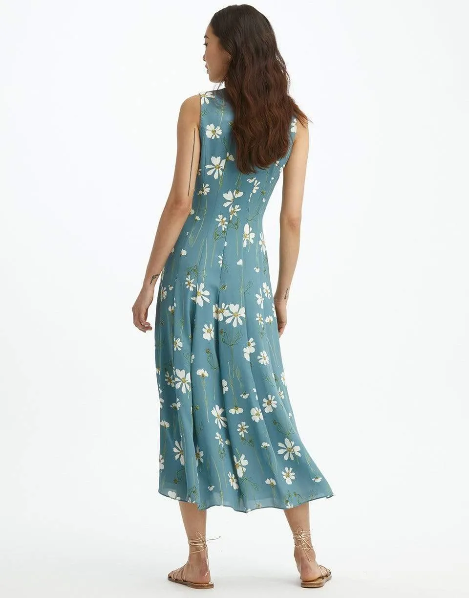 Pleated Silk Embroidered Dress