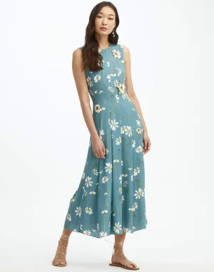 Pleated Silk Embroidered Dress