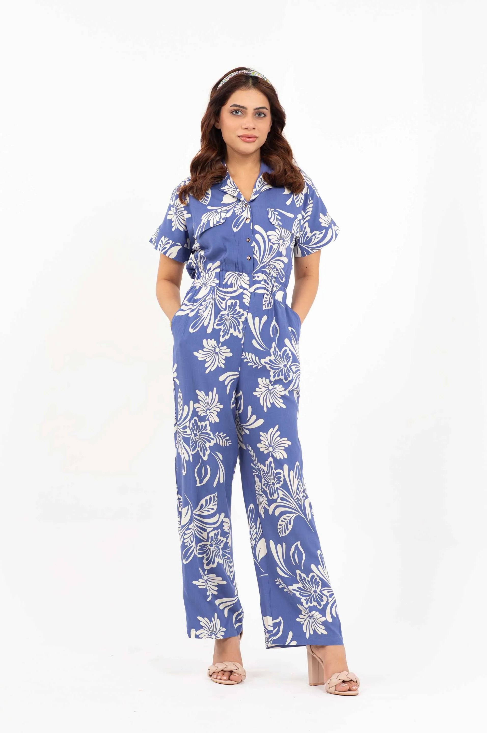 Printed Jumpsuit Blue