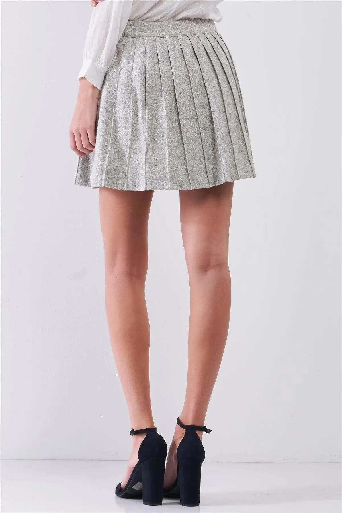 "Back To School" Woolen Pleated Flare Mini Skirt /1-3-2