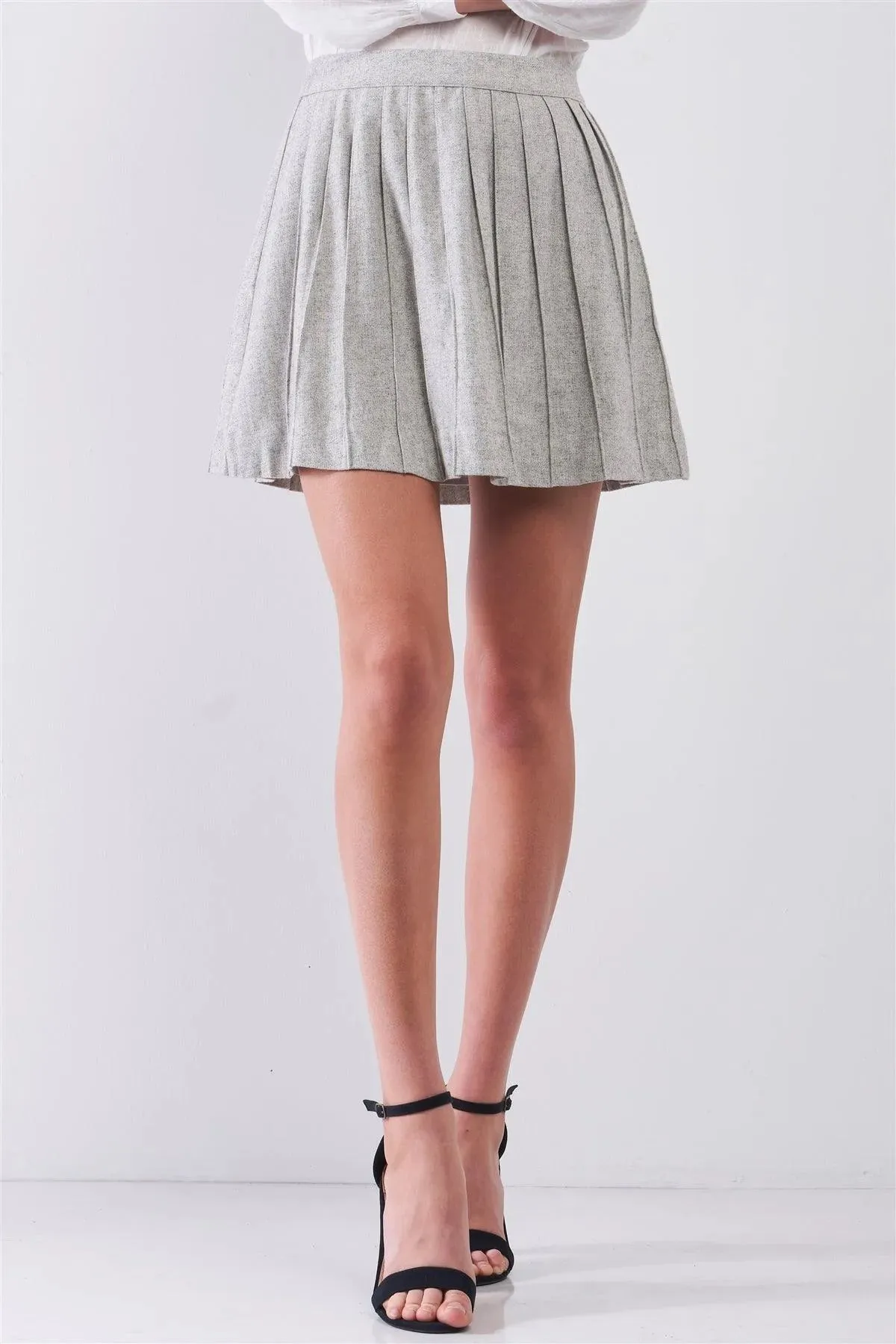 "Back To School" Woolen Pleated Flare Mini Skirt /1-3-2